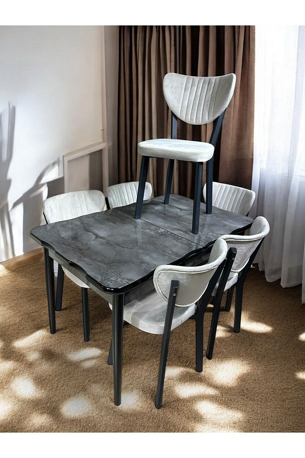 MUTFAK MASA TAKIMI 6 KİŞİLİK  GLOSS MAX ( MDF ) - 1