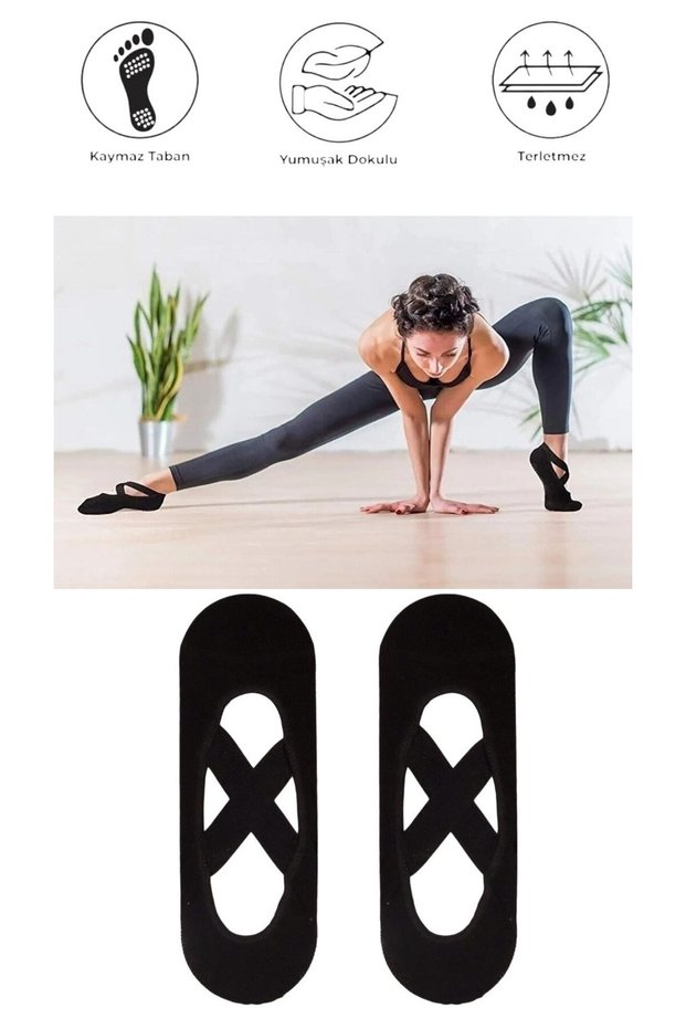 2 Pieces of Yoga Pilates Fitness Dance and Sports Socks with Anti-Slip Soles