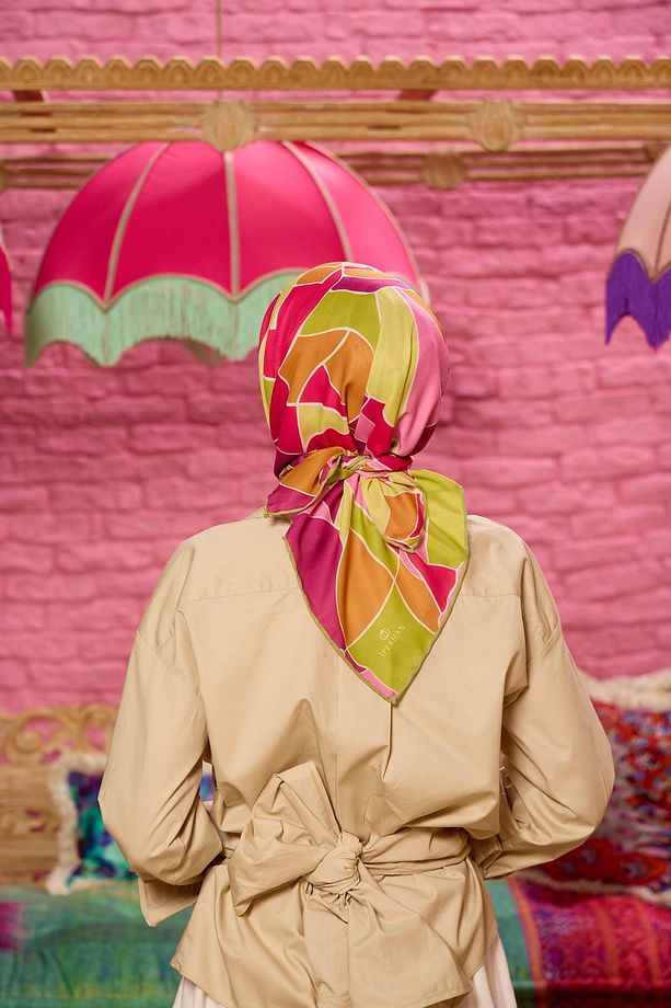 Marrakech Koleksiyon Soft Eşarp Hardal Pembe 1198-08 - 4