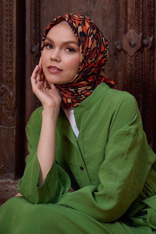 مجموعة مراكش وشاح ناعم أسود برتقالي 1195-12