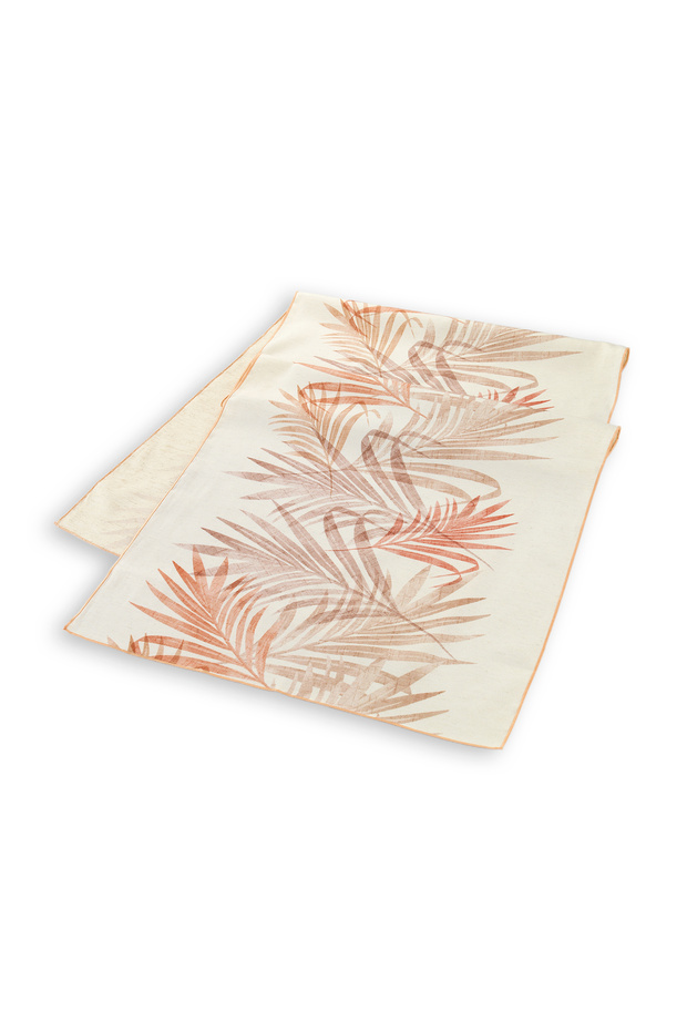 Home Leaf Poly Linen Runner 45x150 Cm-Kiremit - 2