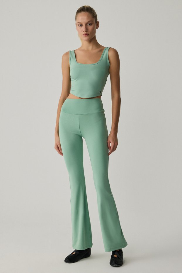 Thalassa Women's Fit Flare Granite Green Flare Leggings