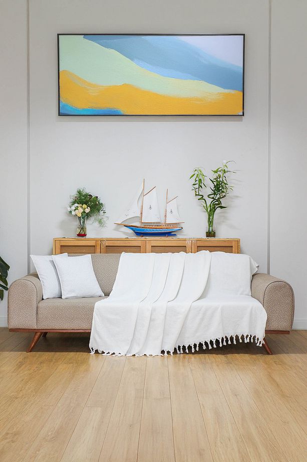 Koltuk Örtüsü 180 X 200 Cm Kanepe Çekyat Divan Berjer Örtüsü Pamuklu Yikanabilir Sade Şal - 3