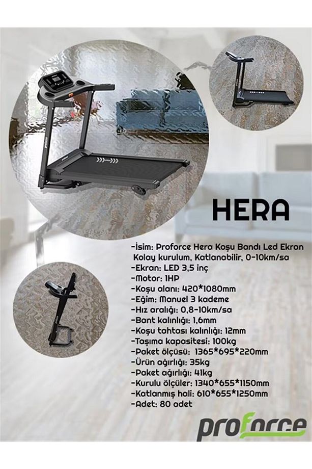Hera Koşu Bandı - 2 Hp Katlanabilir 0-10 Km/sa Hız-led Ekran Kolay Kurulumlu - 8