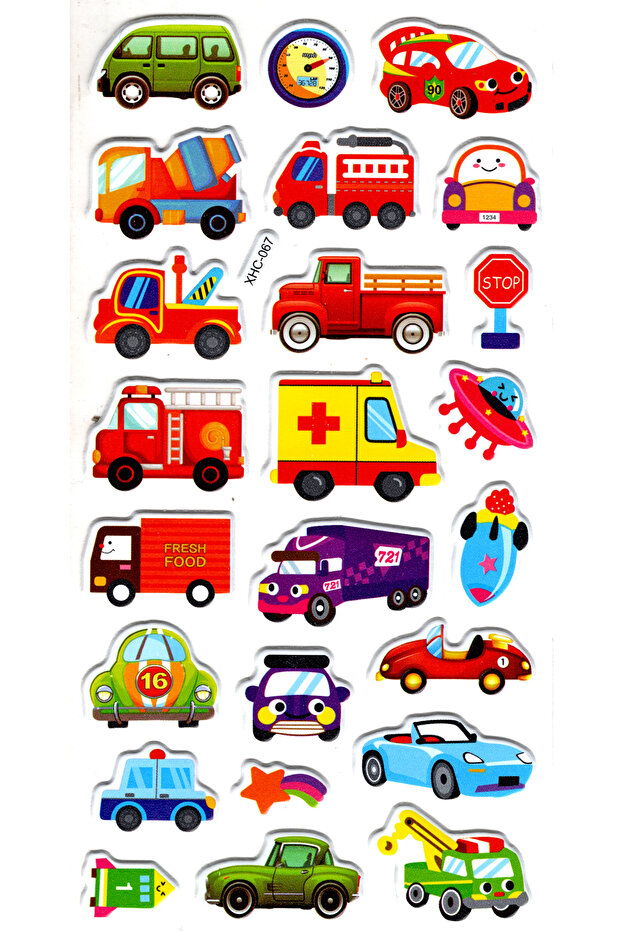 Cute Cars Named Embossed Stickers (Xhc067) 18X9 cm