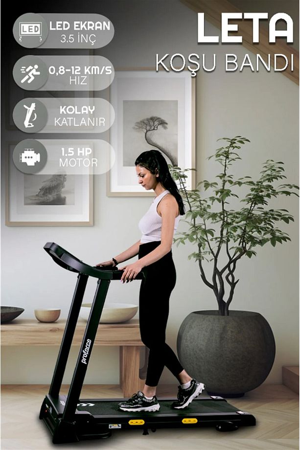 Leta Koşu Bandı - Katlanabilir Programlanabilir 0-12 KM/Sa Hız-LED ekran Kolay Kurulumlu - 1
