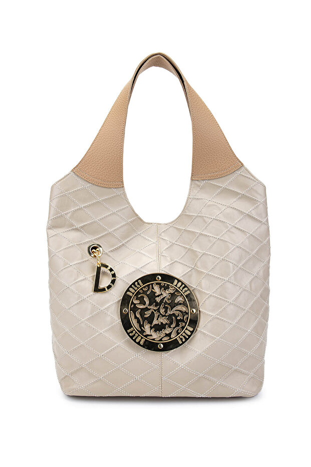 Women's Vegan Beige Cap Shoulder Bag