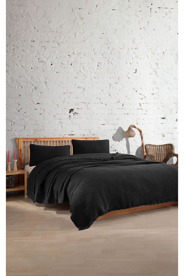 %100 Pamuk Waffle Tek Kişilik Yatak Örtüsü 160x240 cm - 3