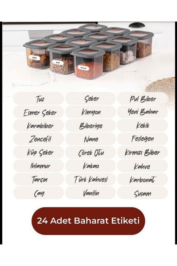 48 adet Baharatlık Etiketi Yapışkanlı Kavanoz Saklama Kabı Etiketi - 2