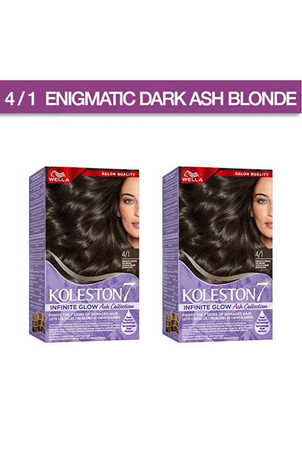 Koleston Supreme Infinite Glow Ash - 100% Grey Coverage - 4/1 Enigmatic Medium Ash Brown X 2