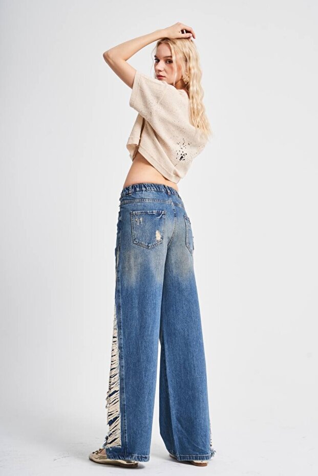 Poderane detaljne široke farmerke - 4