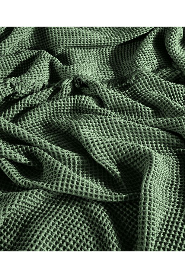 %100 Pamuk Tek Kişilik 160x240cm Waffle Yatak Örtüsü/1 Adet 50x70cm Yastık - 3
