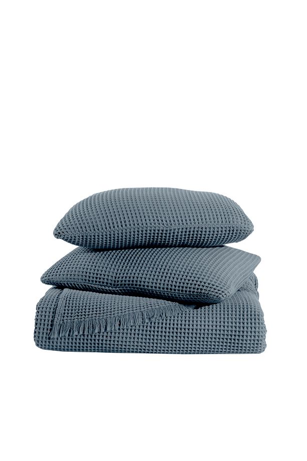%100 Pamuk Tek Kişilik 160x240cm Waffle Yatak Örtüsü/1 Adet 50x70cm Yastık - 5