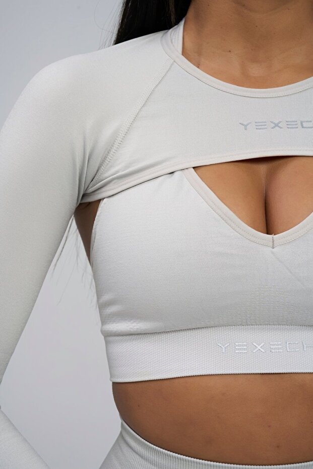Stitch-Free Long-Sleeve Finger-Detail Aurora Cover Crop Top