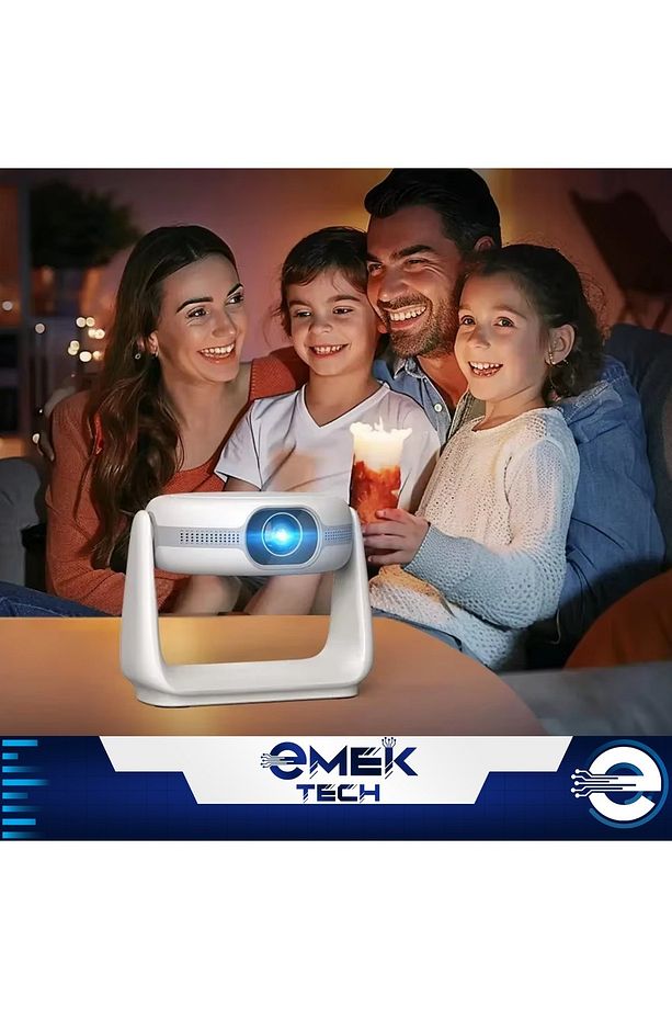 Taşınabilir Yüksek Performanslı 4K Sinema Projektörü Şarjlı Bluetooth Android Hoparlörlü Işıklı - 1