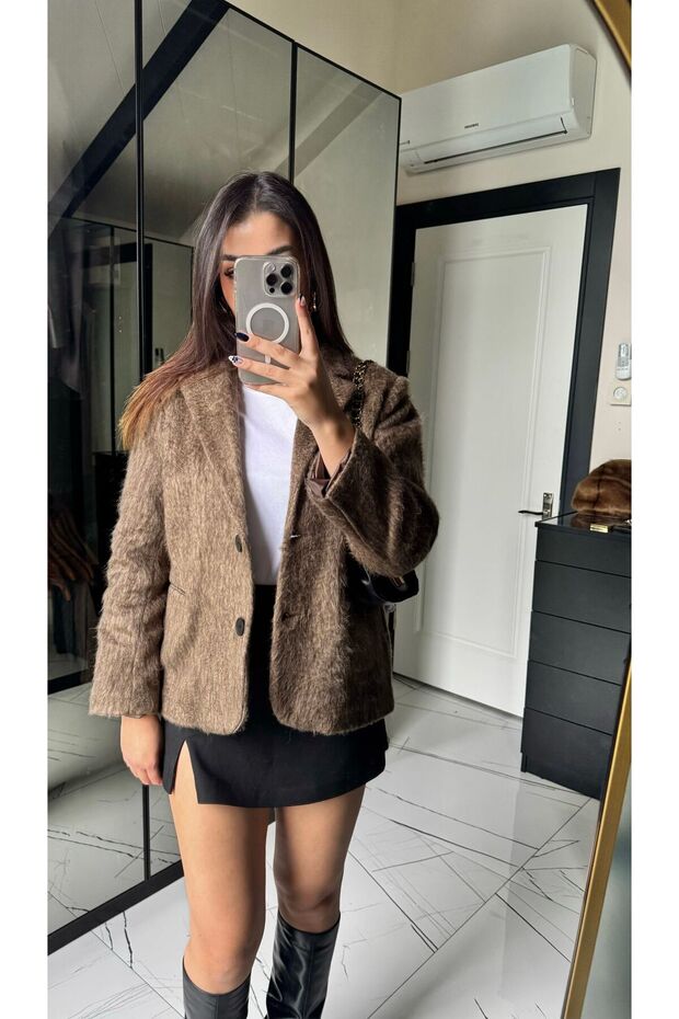 Vizon Kaşe Kırçıllı Blazer Ceket - 4