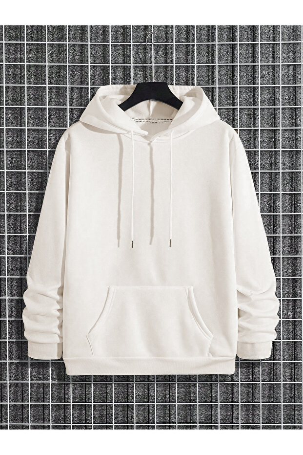 KAPŞONLU DÜZ SWEAT - 1