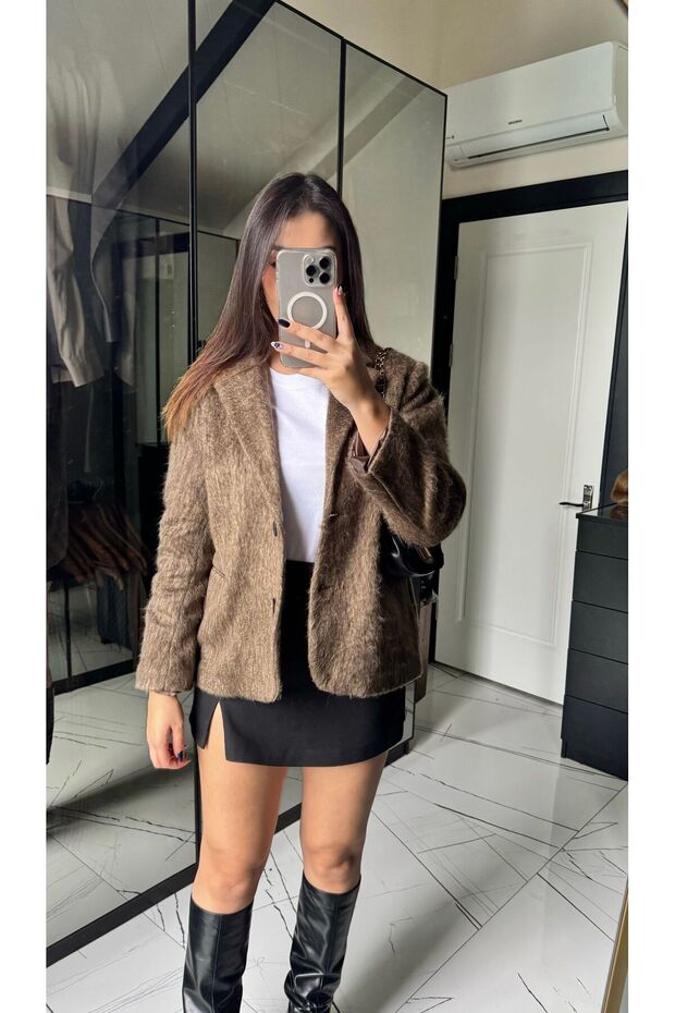 Vizon Kaşe Kırçıllı Blazer Ceket - 2