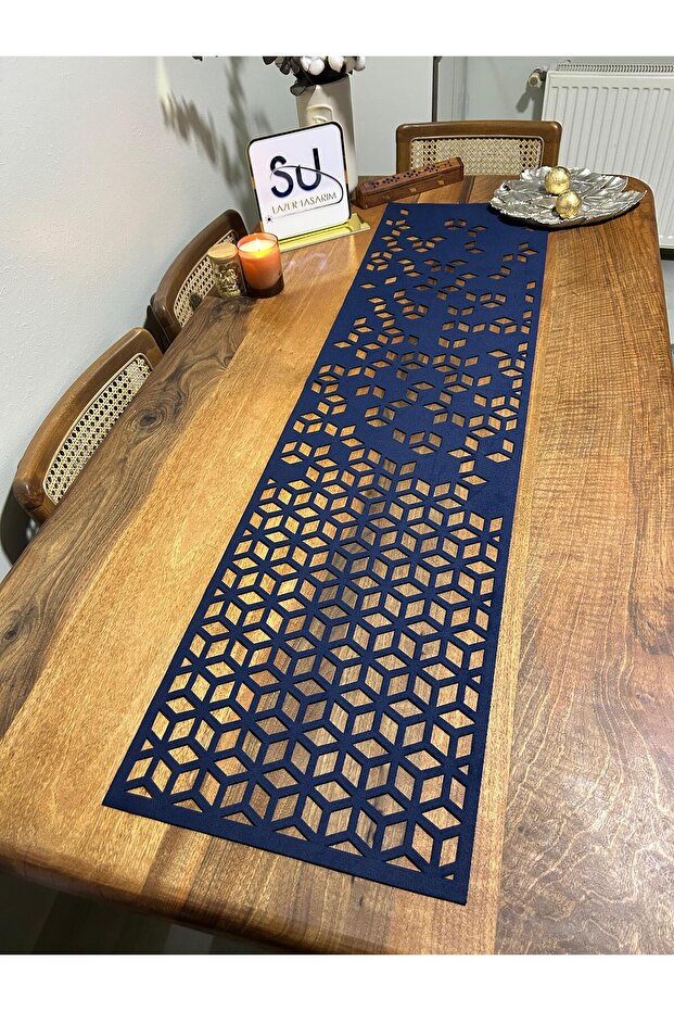 Figürlü lacivert runner - 5