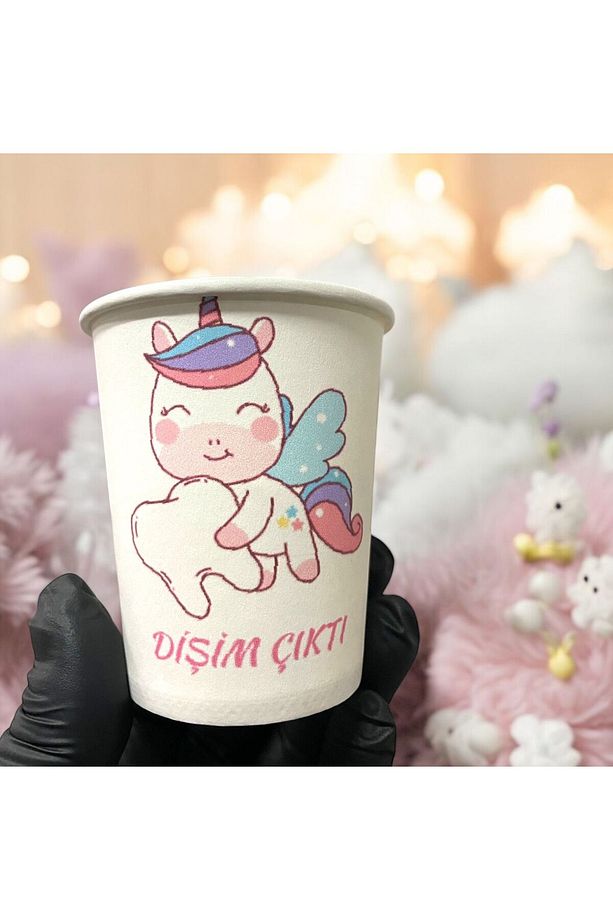 Dişim çıktı-Diş Buğdayı temalı  Tek kullanımlık 7 Oz 50 Adet Karton Bardak - 3