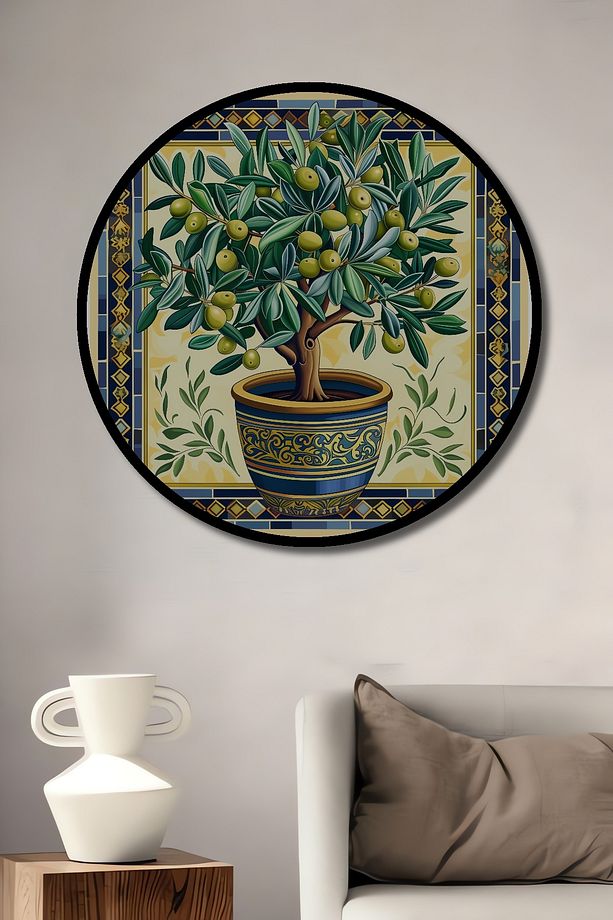 Zeytin Ağacı Dekoratif Ahşap MDF Ev/İşyeri Duvar Tablo Yuvarlak Ev/İşyeri Duvar Tablo - 2