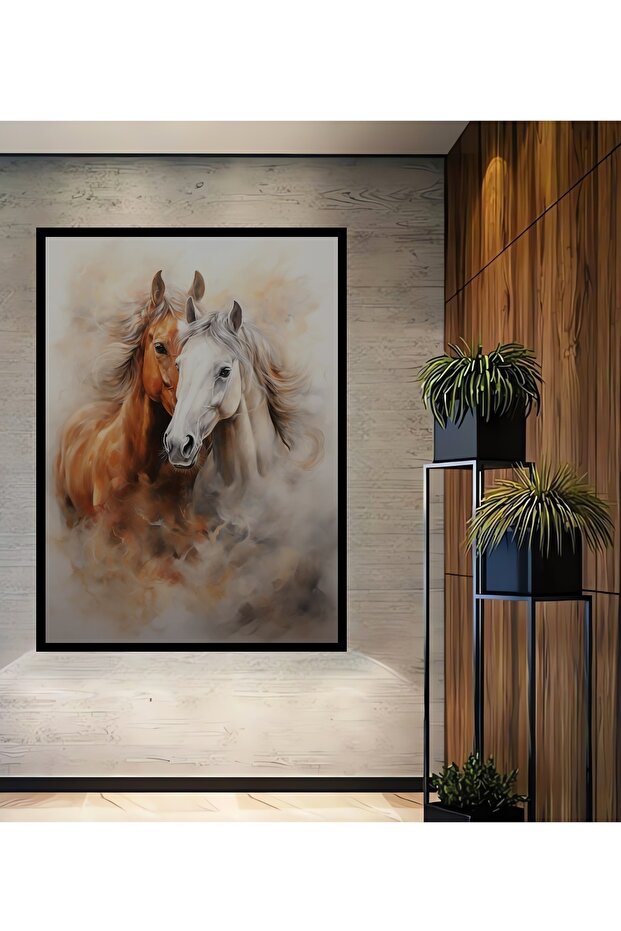 Çerçeve Görünümlü Atlı Dekoratif Ahşap MDF Ev/İşyeri Duvar Tablo Dikdörtgen Ev/İşyeri Duvar Tablo - 1