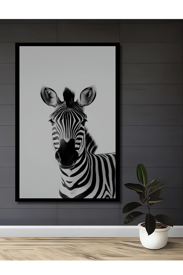 Zebra Siyah Beyaz Dekoratif Ahşap MDF Ev/İşyeri Duvar Tablo Dikdörtgen Ev/İşyeri Duvar Tablo - 2
