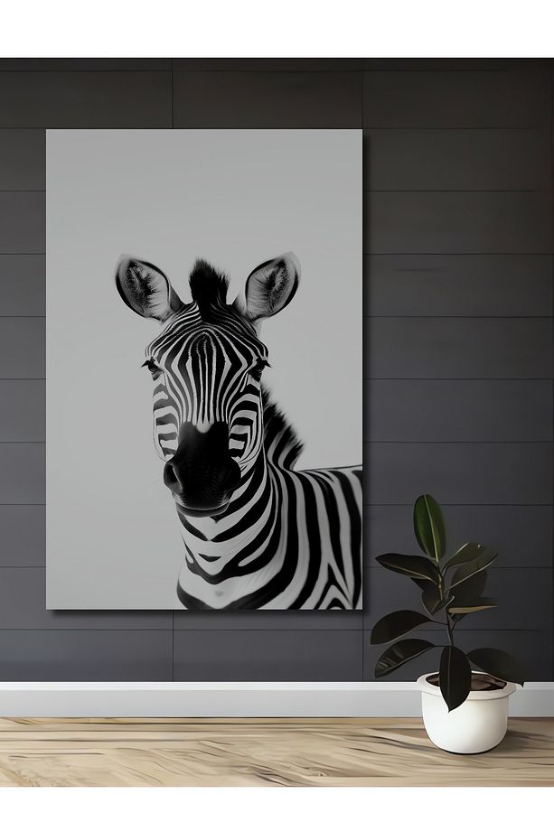 Zebra Siyah Beyaz Dekoratif Ahşap MDF Ev/İşyeri Duvar Tablo Dikdörtgen Ev/İşyeri Duvar Tablo - 1