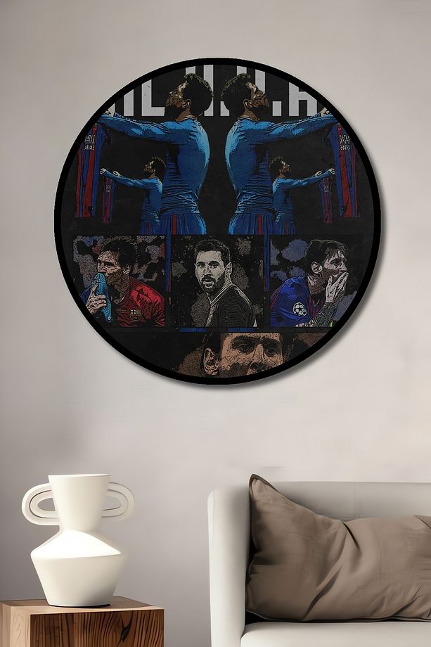 Messi Futbol Efsanesi Ahşap MDF Dekoratif Ev/İşyeri Duvar Tablo Yuvarlak Ev/İşyeri Duvar Tablo - 2