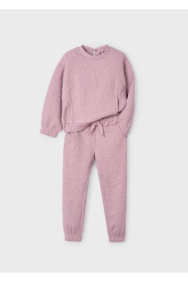 Embossed Pattern Girls' Tracksuit Set_Mnvs4891