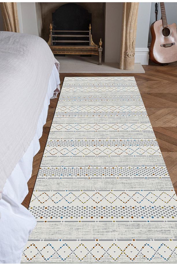 Modern Tasarım Makine Dokuma Halı Kaymaz Taban Yolluk Kilim NLRenkli - 3