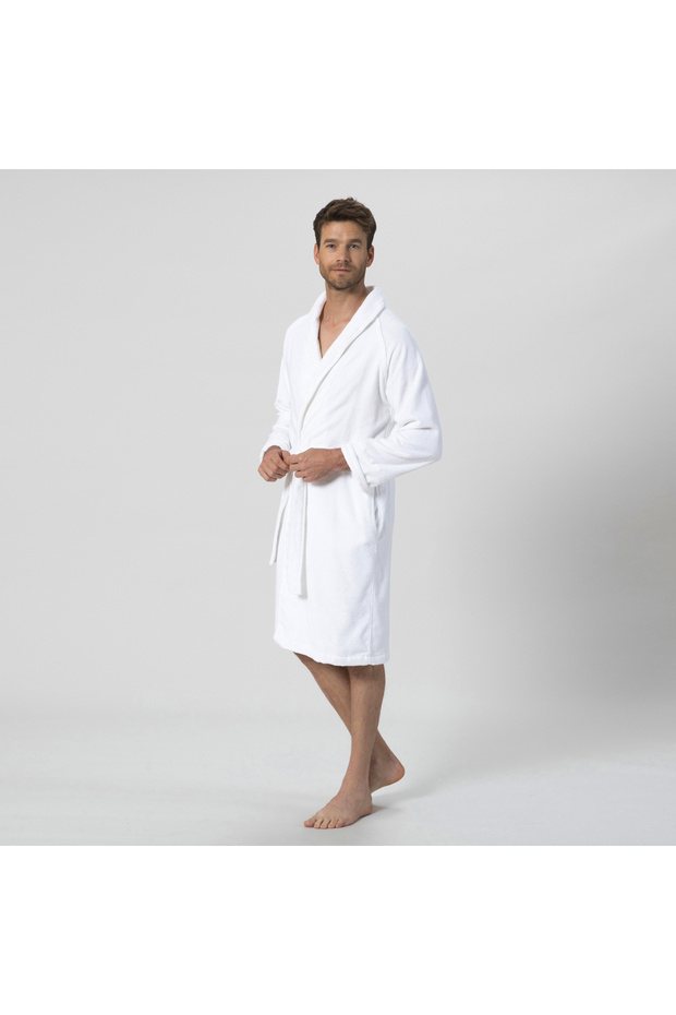 Solid Unisex Bornoz Beyaz - 8