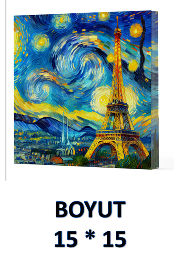 VIVAGO ART VAN GOGH EIFFEL TOWER دفتر ملاحظات بدون خطوط مقاس 15 × 15 سم مع حقيبة قماش هدية كود 9