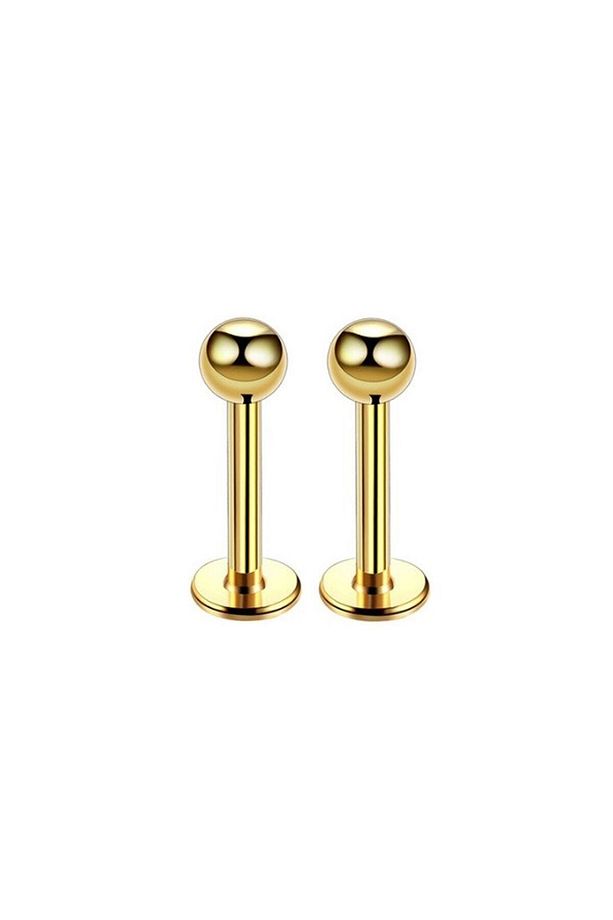 Dudak Kıkırdak Tragus Çelik Piercing 2'li Set 8 Mm Gold Renk - 1
