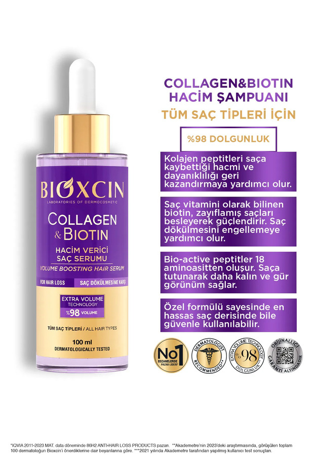 Collagen & Biotin Saç Dökülmesine Karşı Serum 100 ml – Hidrolize Kolajen, Biotin, BioComplex B11 - 4