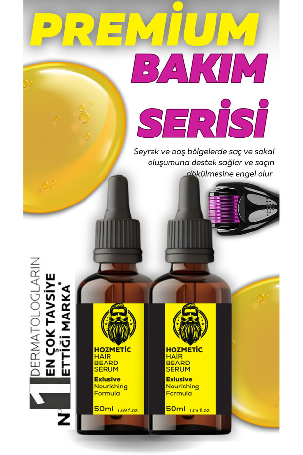 2 Adet Sakal Serumu 1 Adet Dermaroller Tarak - 1