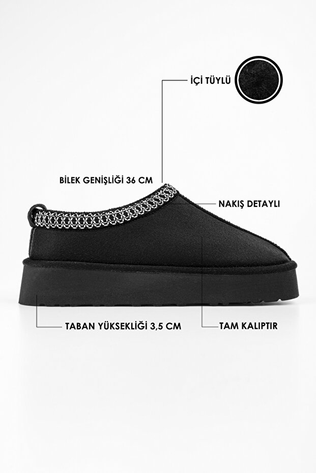 Női Uggps fekete szőrös rövid velúr lapos papucs fekete textil - 5