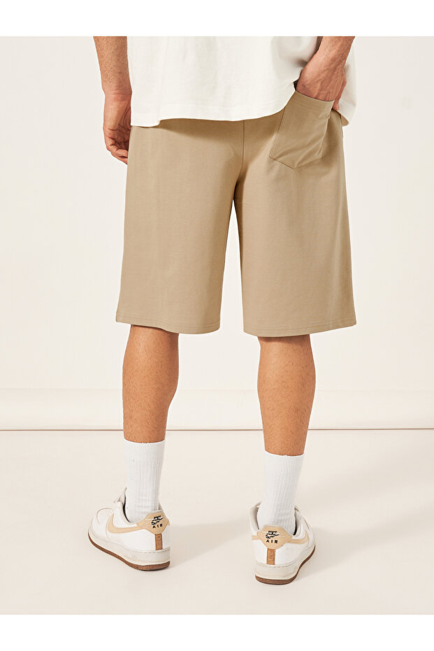 Oversized Solid Shorts with Drawstring - 4