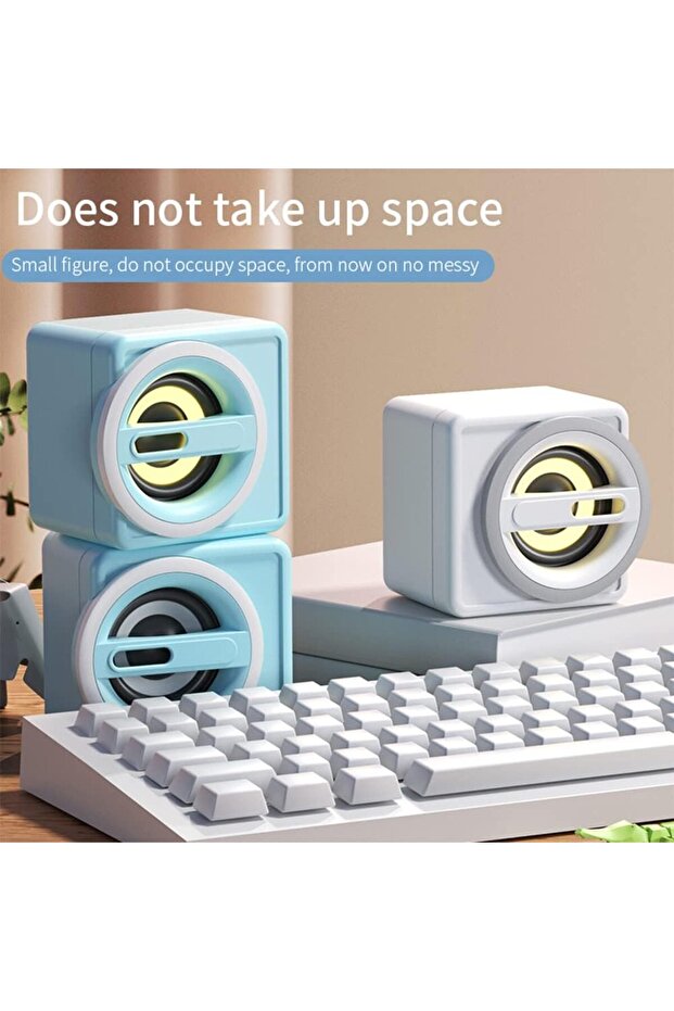 1 Pair Computer Speakers,USB Plug-n-Play Computer Speakers with LED Light,for PC Monitor Tablets - 6