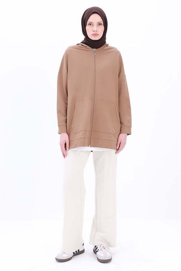 Vizon-Fermuarlı Sweat Hırka - 2