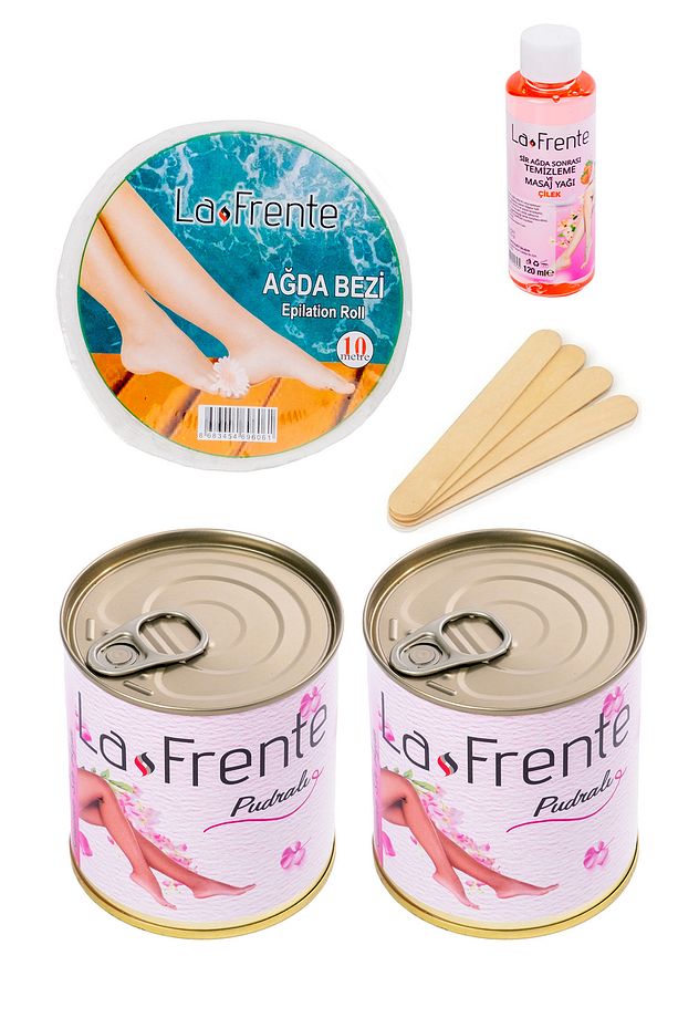 Konserve Ağda 2 Adet 10 Mt Rulo Ağda Bezi Ağda Yağı Çilek Spatula Hediye - 1