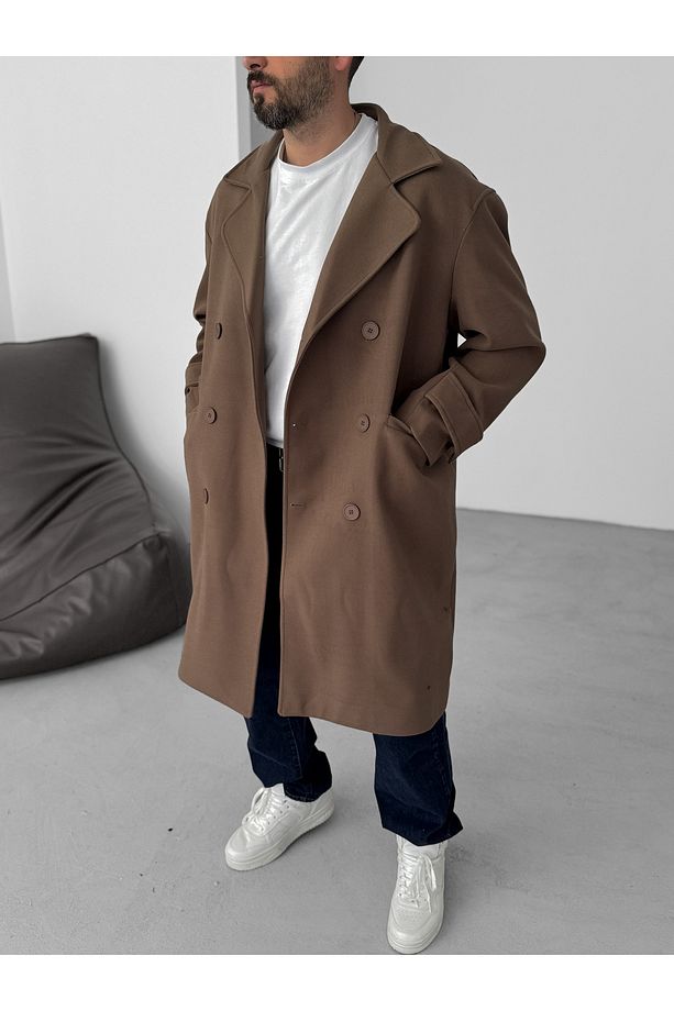Açık Kahve Oversize Kaşe Kaban V-50-09 - 4