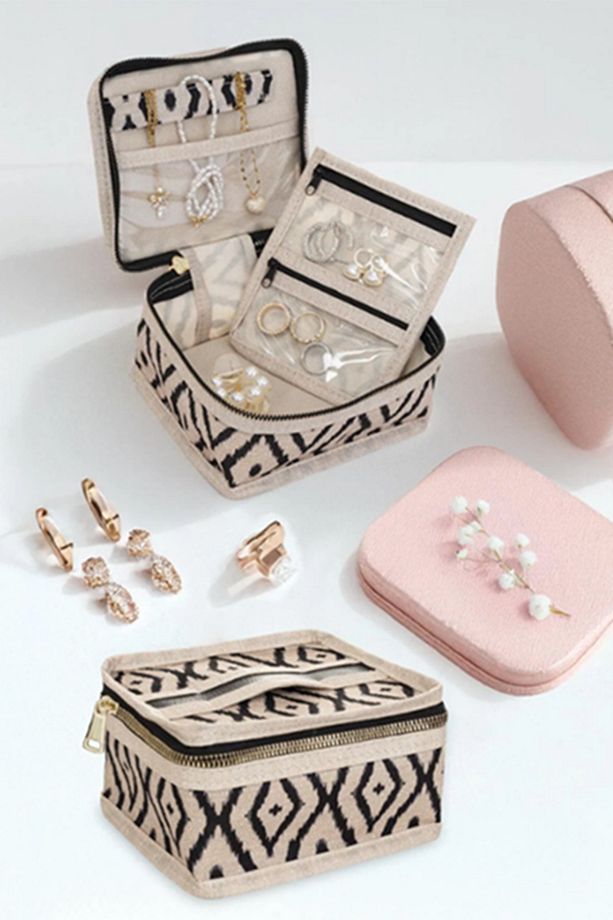 Mini Mücevher Takı Kutusu - Kolye, Yüzük, Küpe Ve Kolye Düzenleyici Seyahat Takı Mücevher Çantası - 1