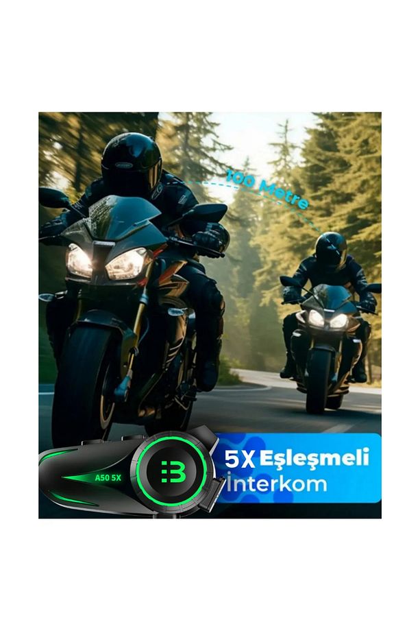 CT Intercom 5 Intercom Bağlantılı Su Geçirmez Motosiklet Kask Intercom Bluetooth 5.3 1.000mah - 2