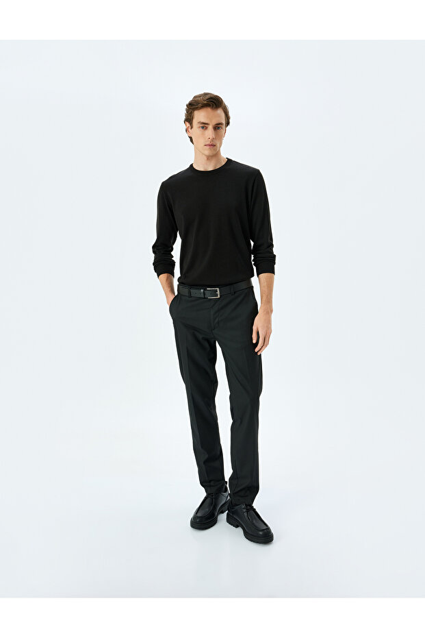 Crew Neck Long Sleeve Basic Knitwear Sweater