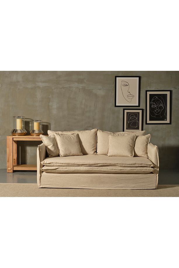Nantes Sofa - Keten Kılıflı Koltuk - 220 cm - 1