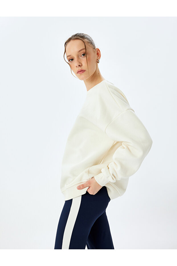 Raised Oversize Crew Neck Long Sleeve Sweatshirt