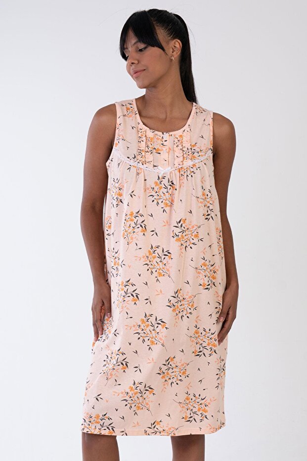 Women's Zero Sleeve Salmon Nightgown C3T9N3O161
