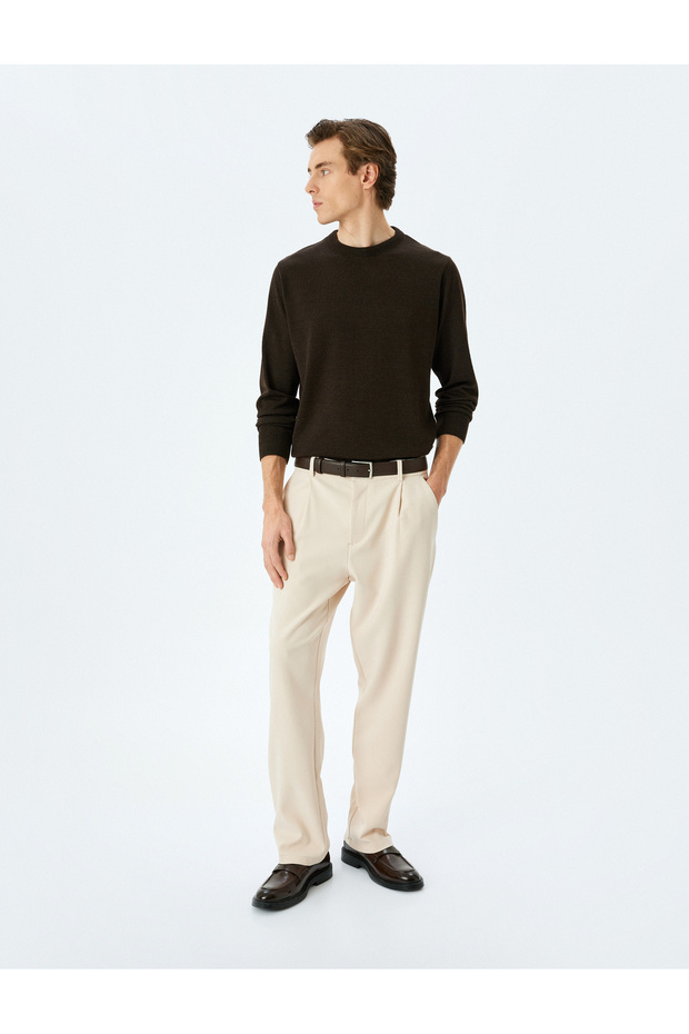 Crew Neck Long Sleeve Basic Knitwear Sweater