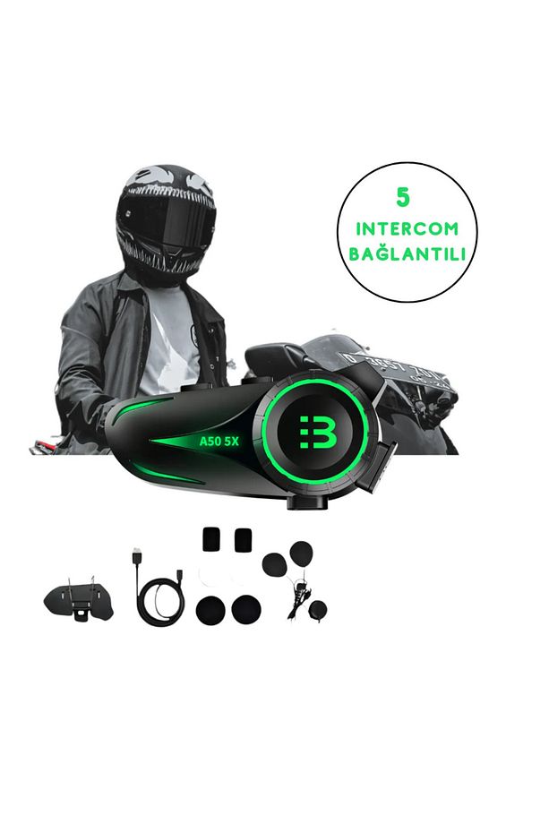 CT Intercom 5 Intercom Bağlantılı Su Geçirmez Motosiklet Kask Intercom Bluetooth 5.3 1.000mah - 1